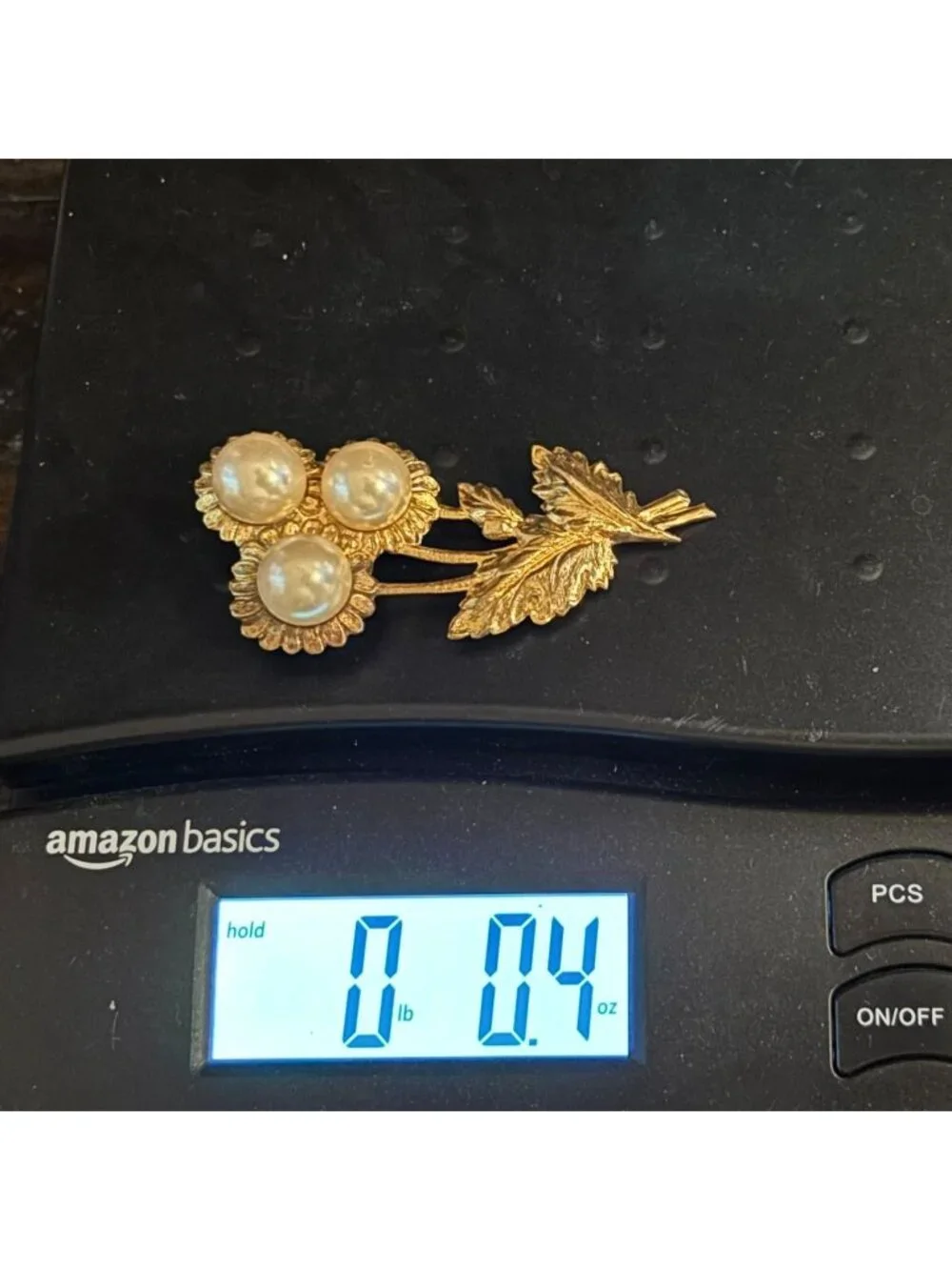 Vintage MCM Gold Faux Pearl Sunflower Brooch Pin Cottagecore Flower Bouquet